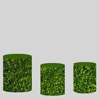 Зеленые листья, круглые цилиндрические крышки, фон, Индивидуальный размер и цвет, плинтус, виниловый эластичный баннер для торта на стол