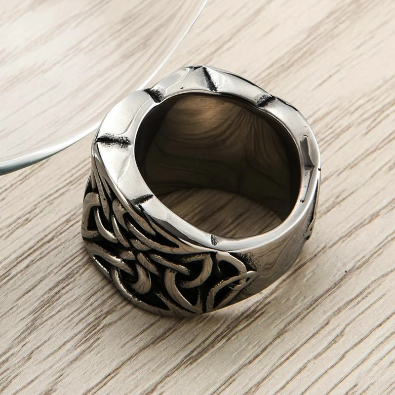 Мужское кольцо с кельтским узлом Винтажное из нержавеющей стали в скандинавском