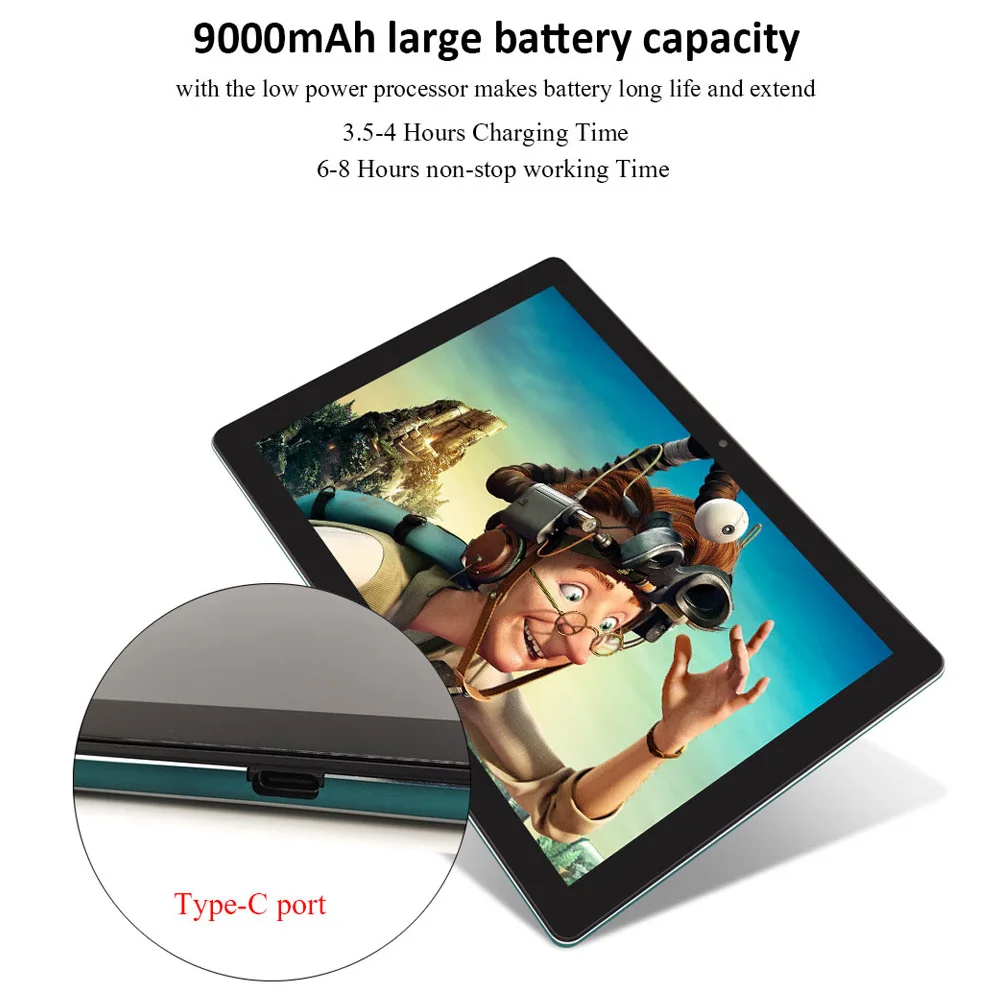 Планшет ANRY на Android 10 6 десять ядер экран 8 1 дюйма 4 Гб + 128 ГБ 9000 мАч | Компьютеры и