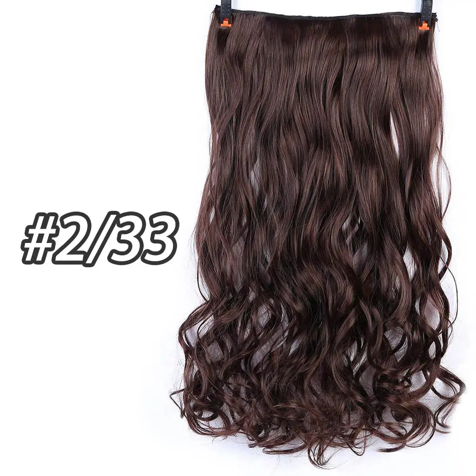 DIFEI 24 inch Long Wavy Clip in one Piece Synthetic Hair Extension Brown Black Heat Resistant Fiber 5 Clips Hairpiece for Women - Цвет: 2-33