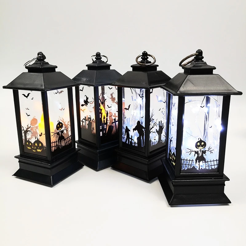 Хэллоуин винтажный тыквенный замок светильник имитация пламени подвесные