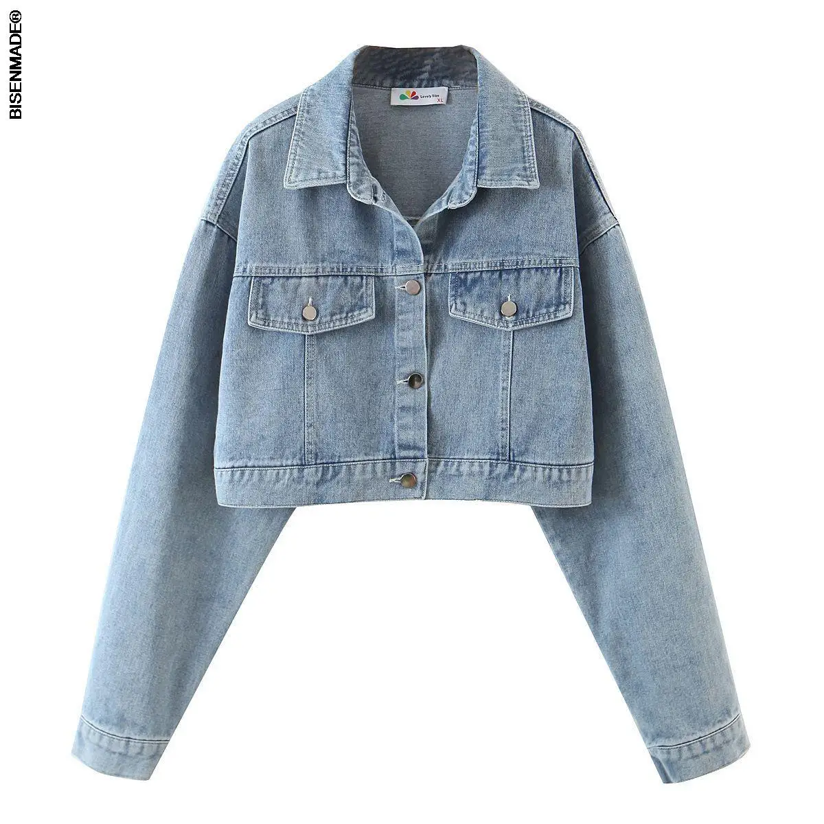 

Women's Clothing Jean Jacket Plus Size 2021 Autumn New VINTAGE Fashion High Waist Short Denim Coats N7788
