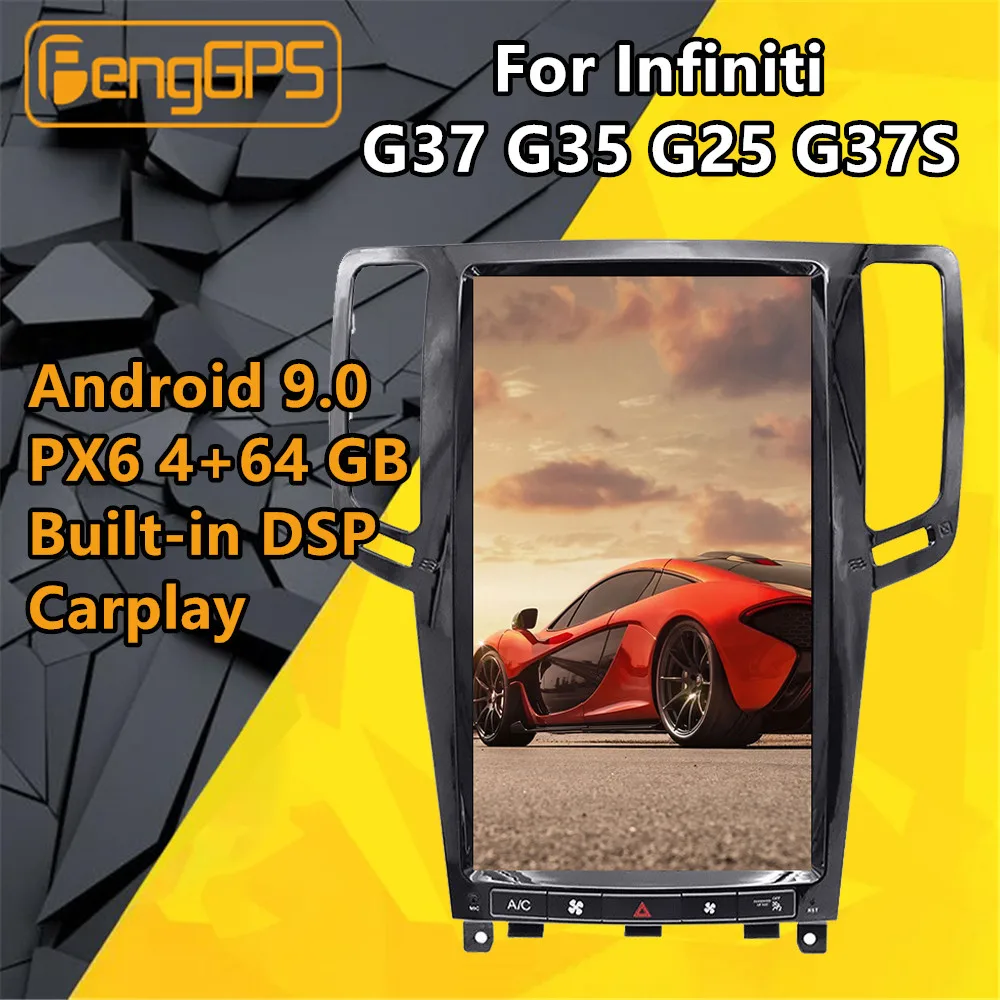Мультимедийный плеер для Infiniti G37 Android радио G35 Tesla PX6 автомобильный мультимедийный