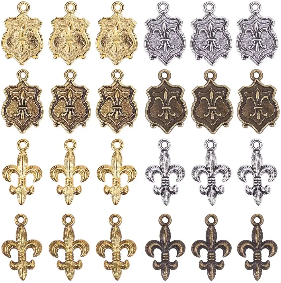 

1 box 80 small charm pendants antique silver bronze gold lily charm pendants bulk bracelet jewelry making crafts