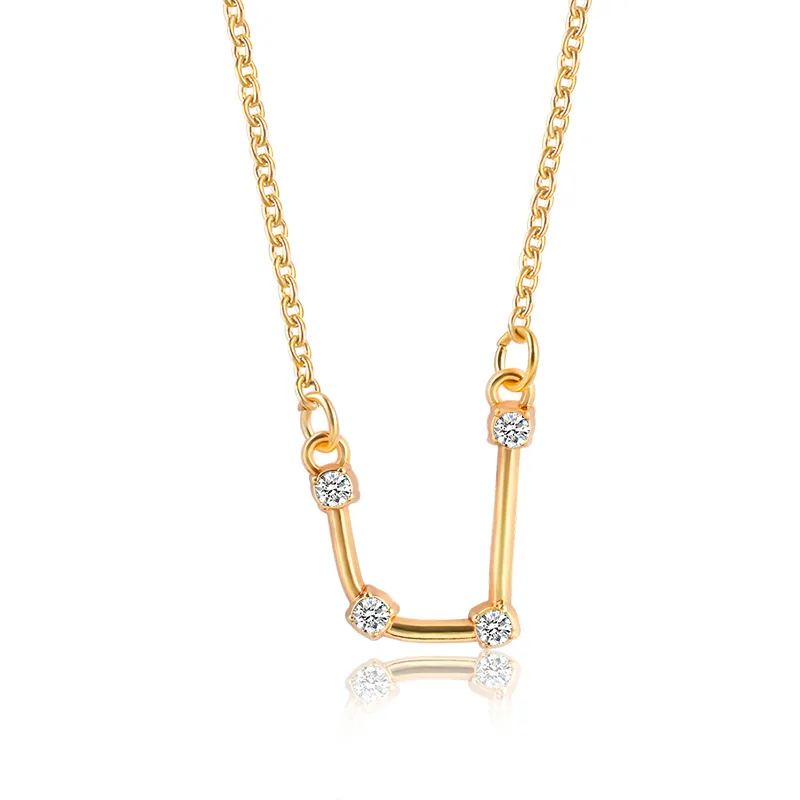 Gold Color Star Zodiac Sign 12 Constellation Necklaces &amp Pendants Choker for Women Long Chain Necklace a045 | Украшения и