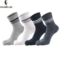 5 pairs man short five finger socks pure cotton solid business striped standard breathable socks with separate toes%c2%a0hot sell