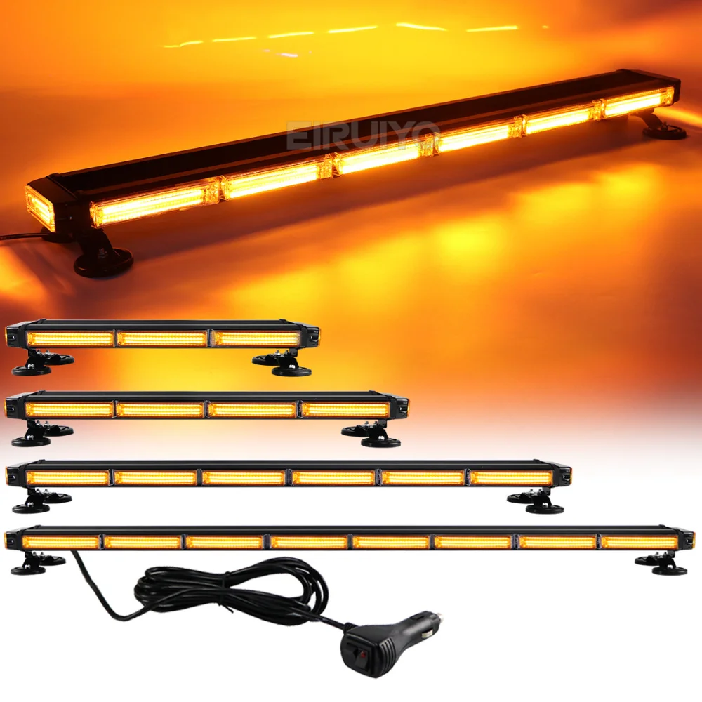 31" 37" 49" Four Side COB Led Strobe Light Bar Car Truck Fireman Police Warning Emergency Lights Amber Red Blue 12V 24V