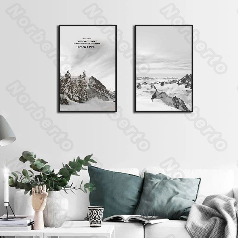 

Snowy Scene Canvas Painting Wall Poster Zebra Standing In a Wasteland Glacier Forest for Livng Room Bedroom Hallway Decoration