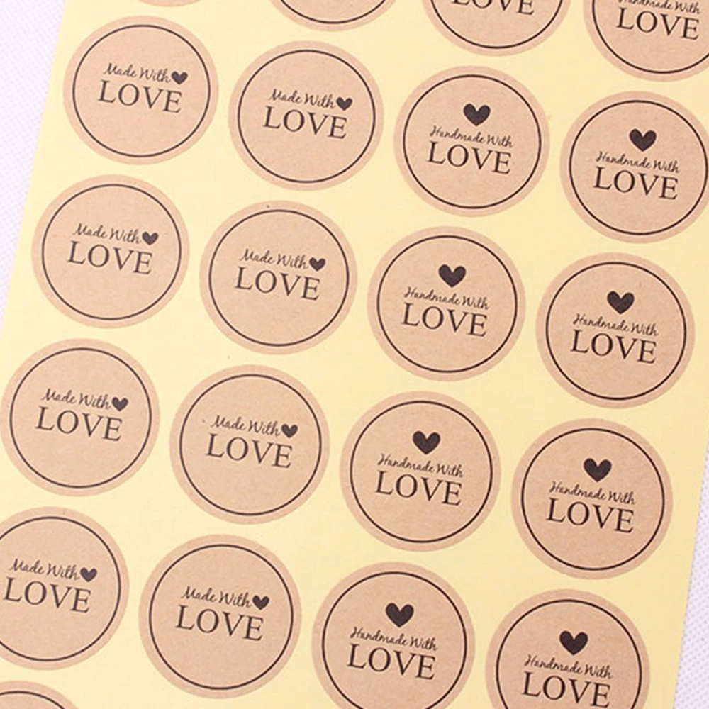 120 шт Сделано с любовью сердце ручная работа упаковка для торта значок наклейка