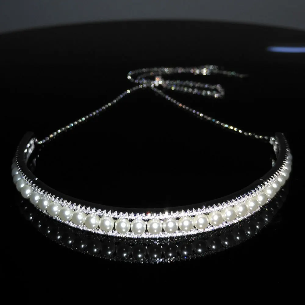 

s925 Sterling Silver Necklace May New Freshwater Pearl Double Circle Necklace Female Fashion Punk Style Banquet Jewelry