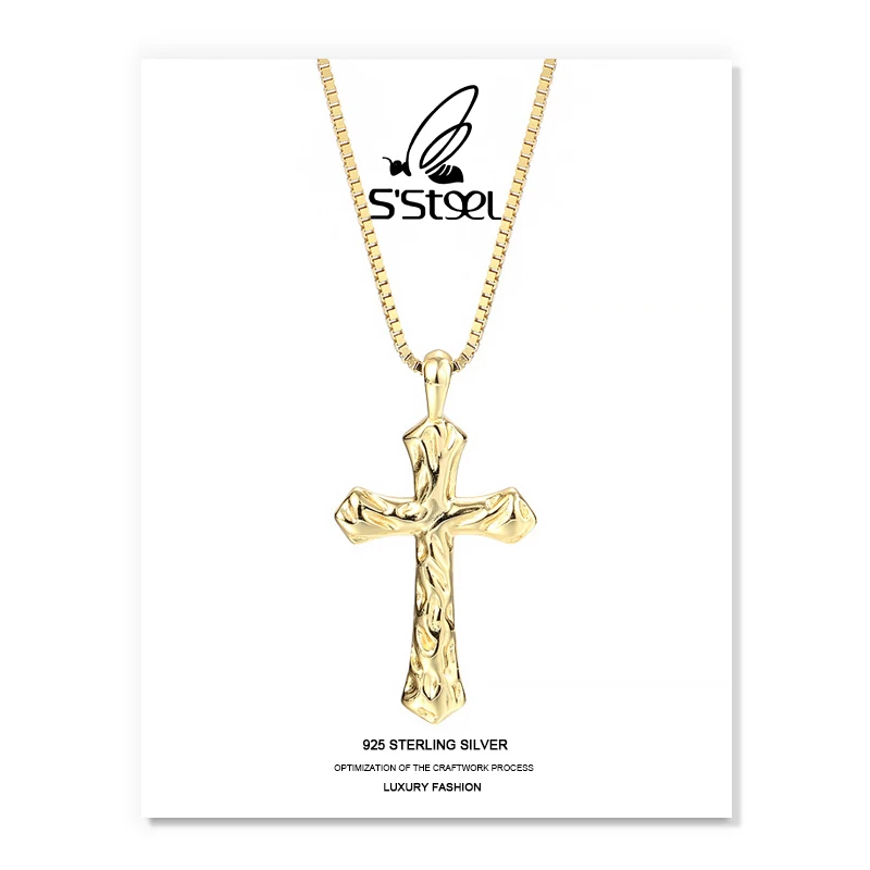 

S'STEEL крест Подвески Колье 925 стерлингового серебра 2021 минималистский форме плетённого кольца для женщин плата 925 Para Mujer ювелирные изделия