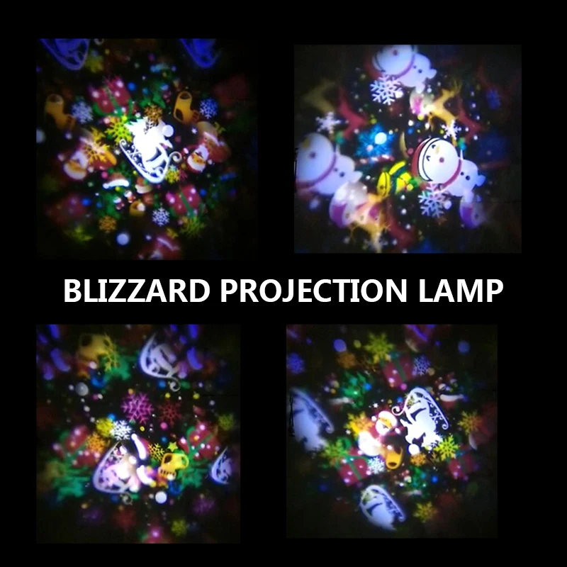 Вращающийся мобильный лазерный проектор Blizzard, рождественские, новогодние, вечерние, 16 режимов, светодиодный, для сцены, ландшафтные, садовые огни