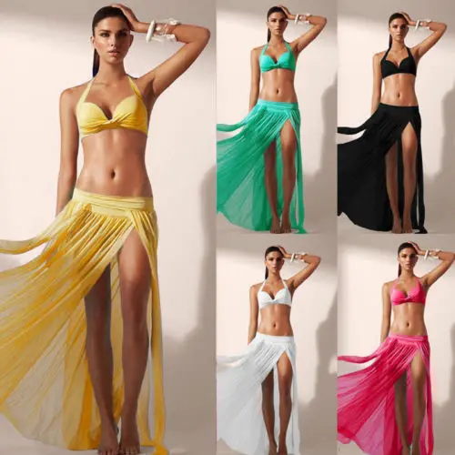 Женская пляжная юбка в стиле бохо летняя пикантная длинная с разрезом и накидкой