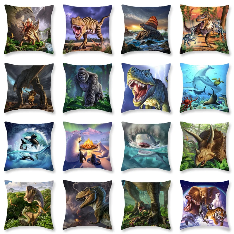 Подушка с новым рисунком динозавра Юрского периода тигра гориллы океанского