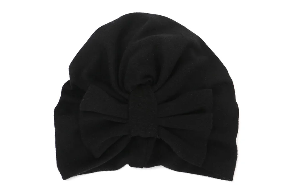 style 2 Black Зимняя и Осенняя шапка для маленьких девочек 0-24 мес., с большим бантом, из хлопка и шерсти, вязанная Толстая теплая шапка для младенца, новая детская шапочка, шапочка, шапочка для девочек - Цвет: style 2 Black