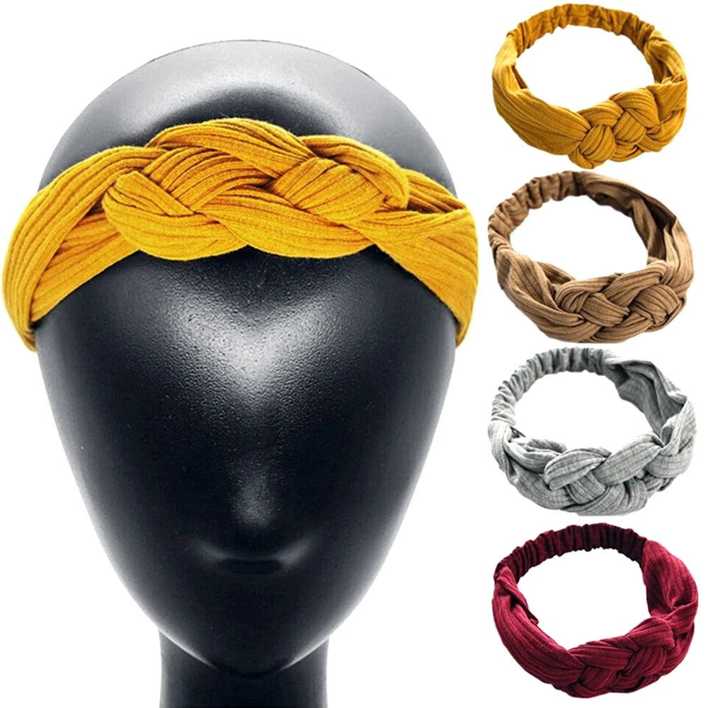 Модная повязка на голову с узлом для женщин и девочек тюрбан плетеная волос