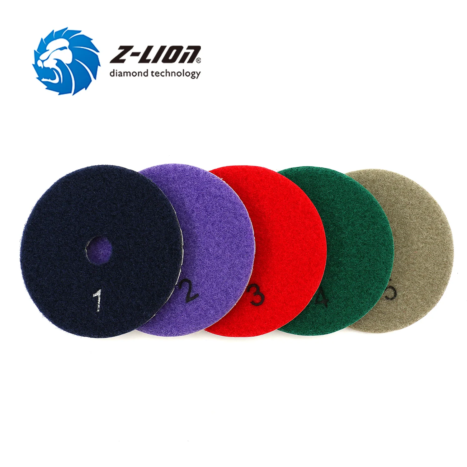 

Z-LION 4 дюйма, 5 шт./компл., 5 шагов, сухие полировальные подушечки, алмазный полировальный инструмент для гранита, шлифовка мрамора, бетона