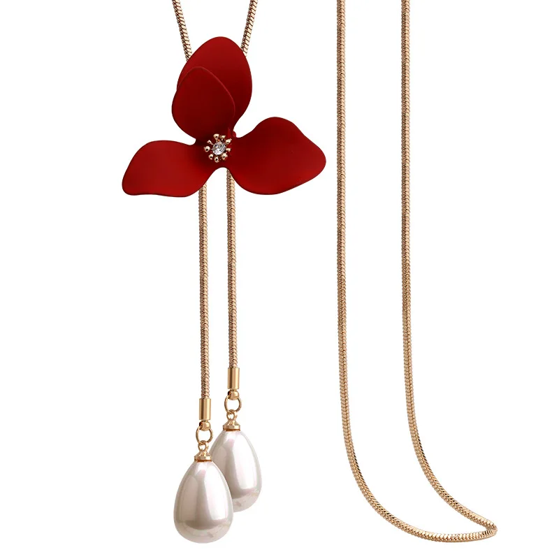 BYSPT элегантное красное цветочное раннее винтажное ожерелье с подвеской
