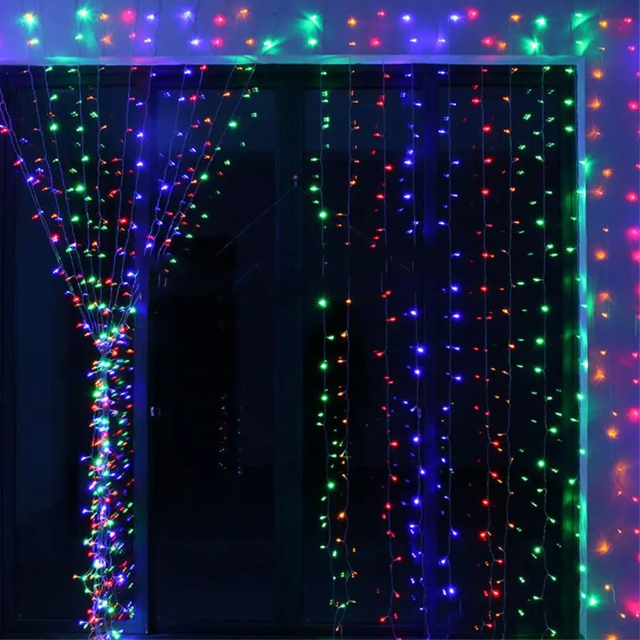 Multicolor Thrisdar 2x3 м/3x3 м светодиодный солнечный оконный занавес струнный светильник наружная садовая Солнечная завеса гирлянда «сосульки» светильник для рождественского праздника - Испускаемый цвет: Multicolor