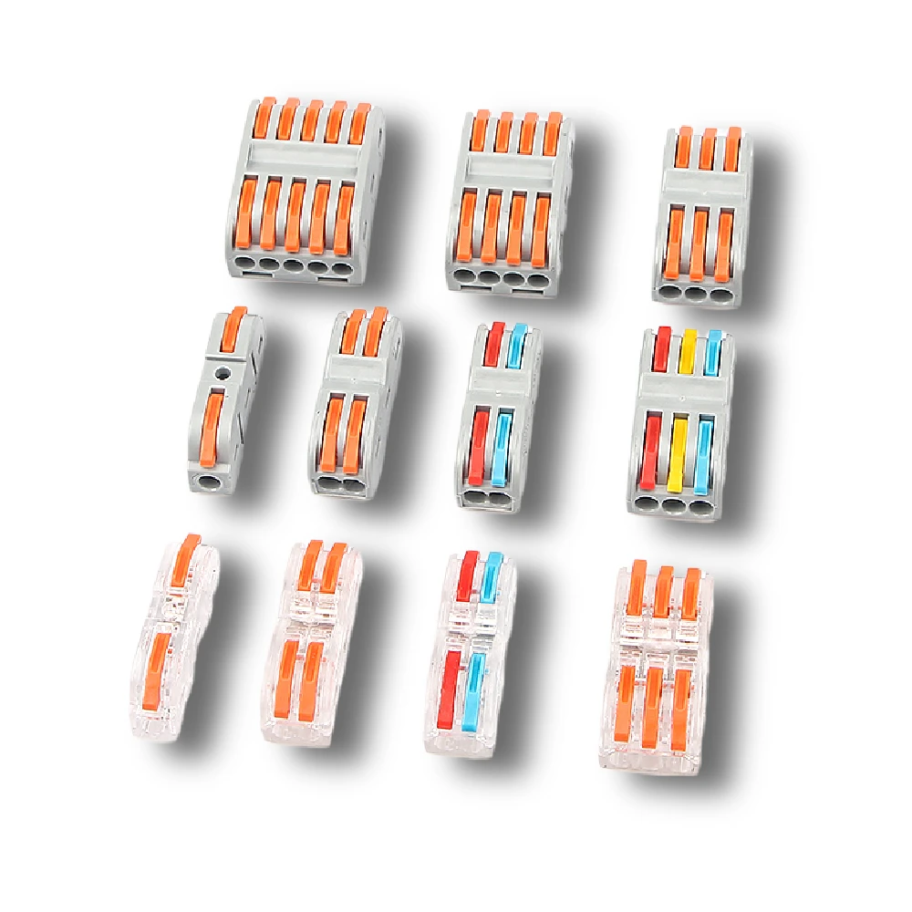 Mini Fast Cable Connector Terminal Block 222 Universal Compact Push In  Spring Splicing Plastic Wire Conductor 10PCS