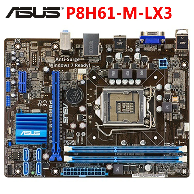 Материнская плата LGA 1155 ASUS P8H61 M LX3 DDR3 16 ГБ H61 десктопная материнская системная SATA II