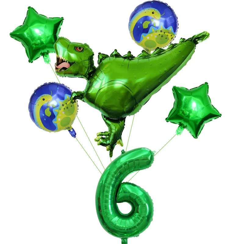 6pcs Green 6 years Фольга динозавр шары динозавров вечерние Happy День рождения украшения для детей из фильма «Парк Юрского периода»; украшения в виде животных воздушные шарики, детские игрушки - Цвет: 6pcs Green 6 years