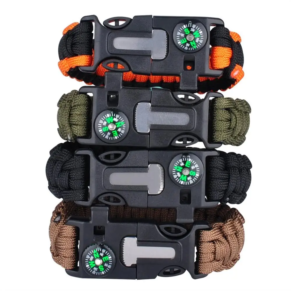 

Multi-function Military Emergency Survival Paracord 4mm Bracelet Outdoor Scraper Whistle buckle paracord tools 550 paracord