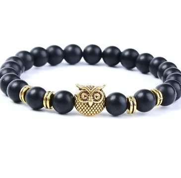 8 мм отрегулированный Серебряный Золотой Шарм Сова природа камень шарик медь