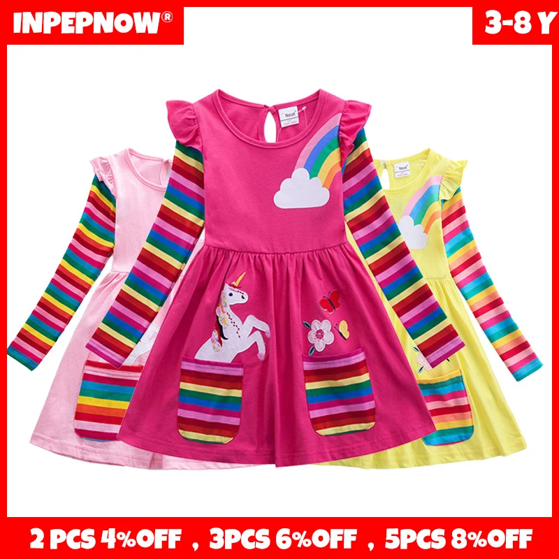 INPEPNOW Единорог детское платье принцессы для девочек платья новый год 2022 Радуга