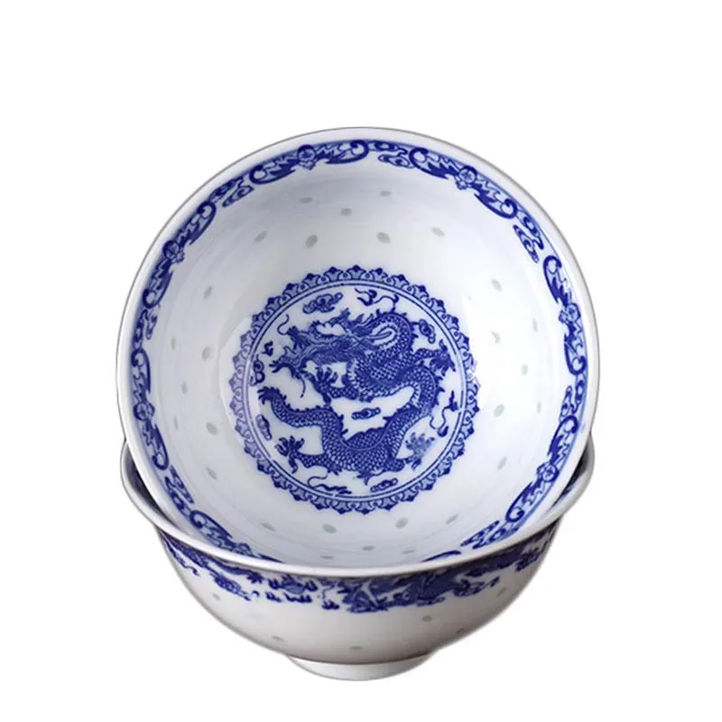 5 дюймов синяя и белая фарфоровая чашка для риса Цзиндэчжэнь керамическая лапша
