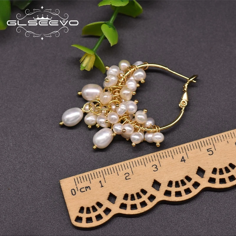 Серьги-кольца GLSEEVO GE0993A женские Изящные Ювелирные Украшения ручной работы с