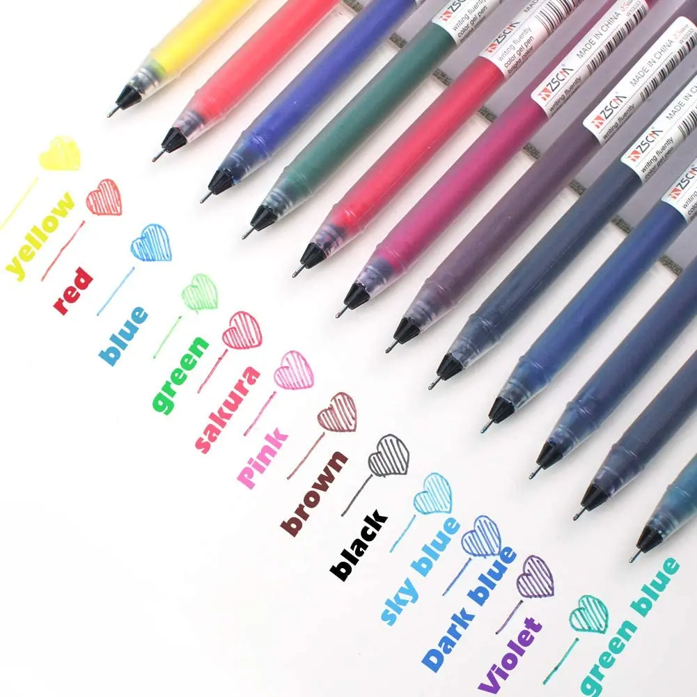 

12 Coloring Gel Pens Journal Planner ZSCM Colored Fine Point Markers Fineliner Pen for Drawing Bullet Journaling Note Calendar