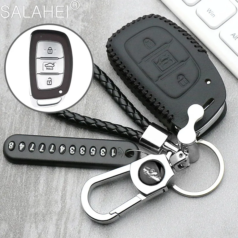 

Светящийся кожаный чехол для автомобильных ключей ручной работы для Hyundai IX30 IX35 IX20 Tucson Elantra Verna Sonata защитные аксессуары для автомобильных клю...