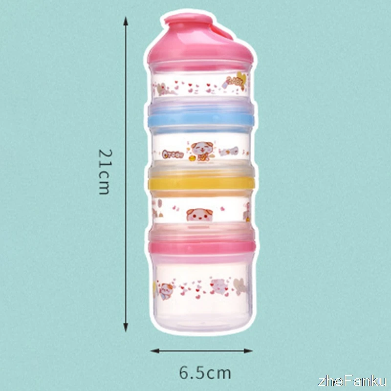 

4 Layer Portable Baby Dispenser Food Storage Box Essential Cereal Cartoon Milk Powder Boxes Toddle Kids Formula Milk Container