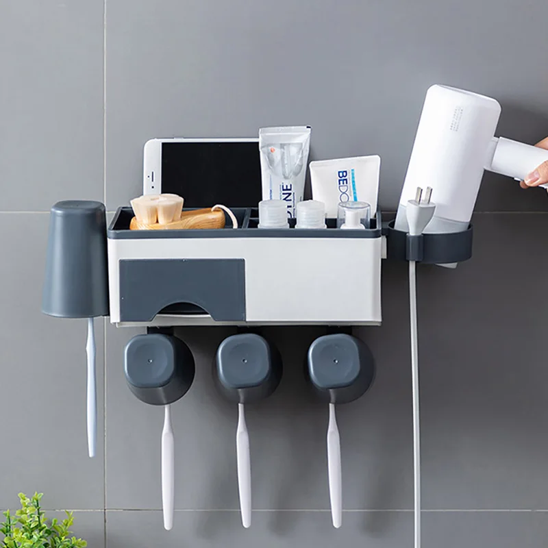 

Multifunction Toothbrush Holder Wall Mounted Waterproof Bathroom Storage Rack Rack Toothbrush Holder Bathroom Accessories Set