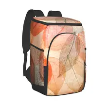 Protable Insulated Thermal Cooler Waterproof Lunch Bag Abstract Autumn Leaves Picnic Camping Backpack Double Shoulder Wine Bag