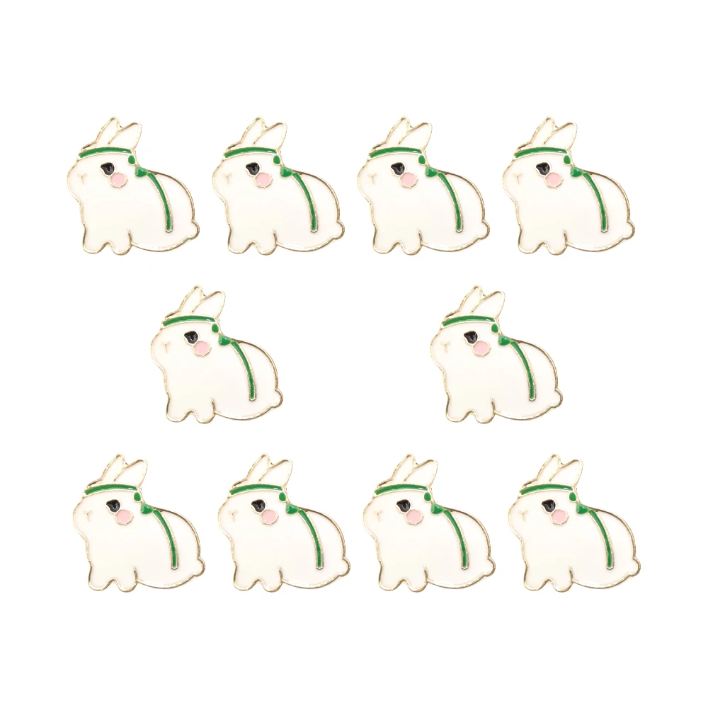 

10Pcs Cute White Rabbit Cartoon Enamel Pins Animal Brooch Backpacks Button Lapel Pin Badges Jewelry Funny Gift for Friends