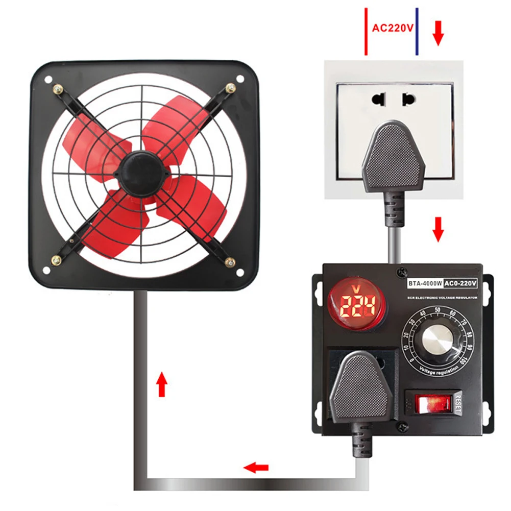 ЕС Plug AC220V 4 кВт SCR регулятор скорости вращения вентилятора | Обустройство дома