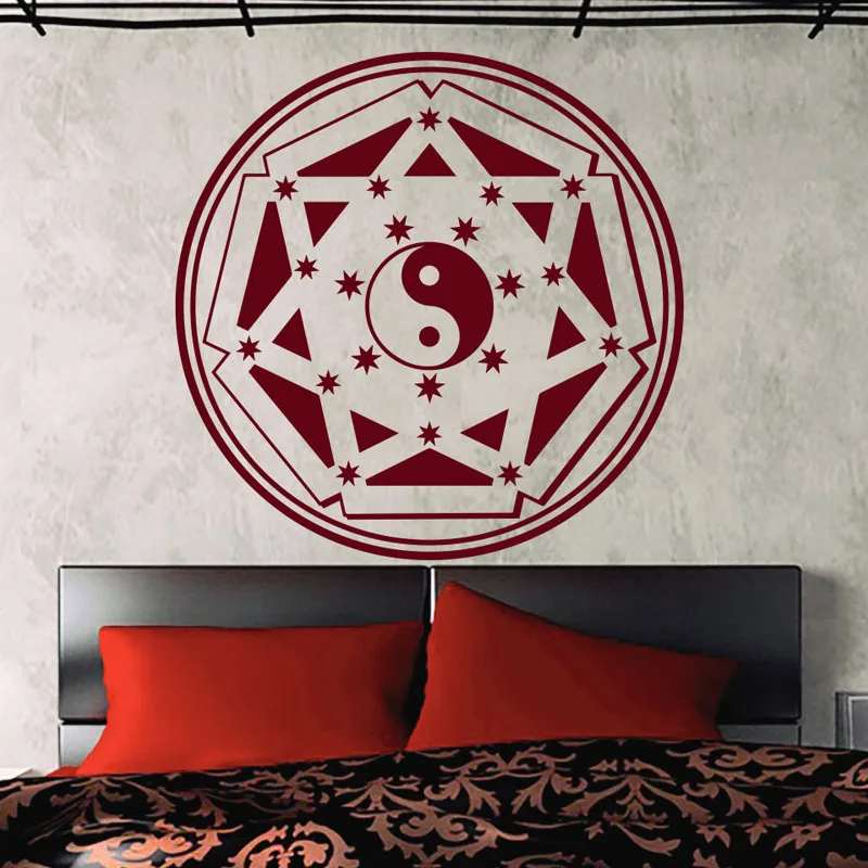 

WJWY Mandalas Wall Stickers Home Decor Indian Floral Yin Yang Wall Decals Creative Design Removable Vinyl Wall Art Murals