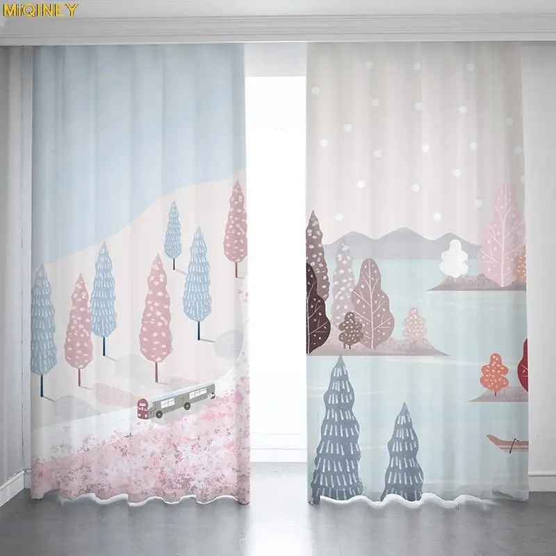 

Modern Nordic Blackout Landscape DH Printing Curtains For Living Room Window Curtains For Bedroom Fabrics Custom Made Drapes