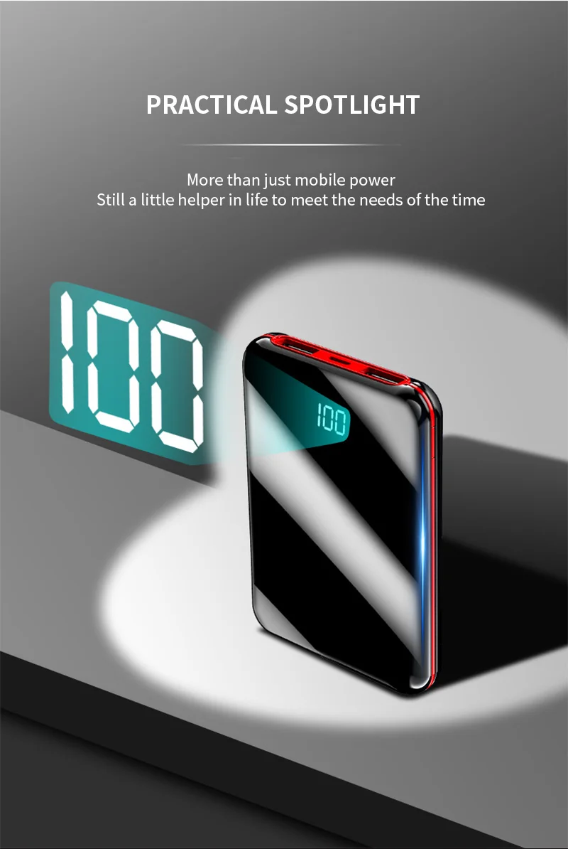 ROCK Min 10000 мАч Внешний аккумулятор для xiaomi iPhone с ЖК-дисплеем, портативное зарядное устройство, внешний аккумулятор, внешний аккумулятор, быстрая зарядка