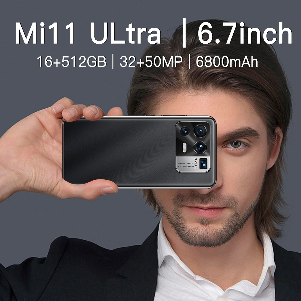 Mi11 Ultra-tel&eacute;fono inteligente desbloqueado, versi&oacute;n Global, pantalla HD de 6,7 pulgadas, 16 + 512G, 6800mAh, 32 + 50MP, 5G, Android-4