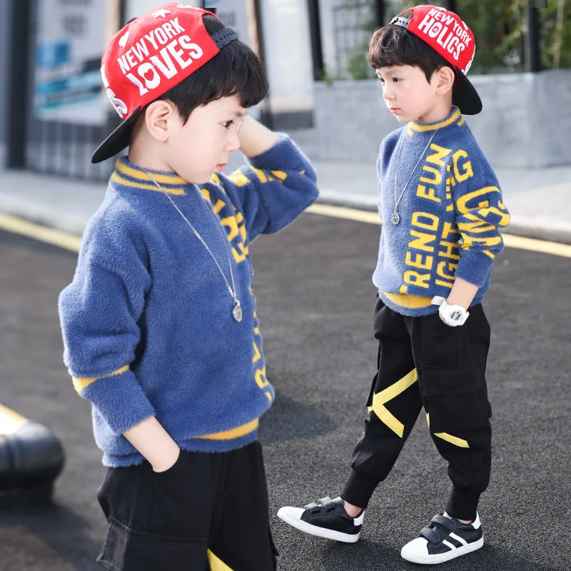 Повседневный осенне зимний пуловер с длинным рукавом для мальчиков 3 16 лет теплый