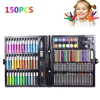 150 pcsset drawing tool kit with box painting brush art marker water color pen crayon kids gift 2021