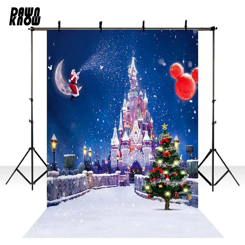 Виниловый фон для фотосъемки с изображением Санта Клауса доунноу детского замка