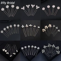 efily bridal wedding hair accessories rhinestone hair pins forks for women pearl hairpins bride headpiece party jewelry gift