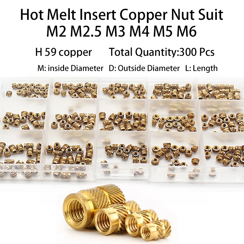

Hot Melt Insert Copper Nut Suit SL-type Double Twill Knurled Injection Brass Nut Suit Heating Molding Copper Thread Inset Nut