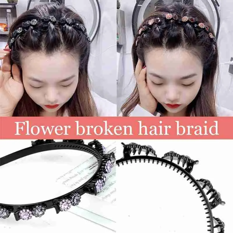 

Double Bangs Hairstyle Hairpin Hair Clip Non-Slip Hairband Claws Hoop Clips Accessories Hair Women Bands Rhinestone Headban H9W1