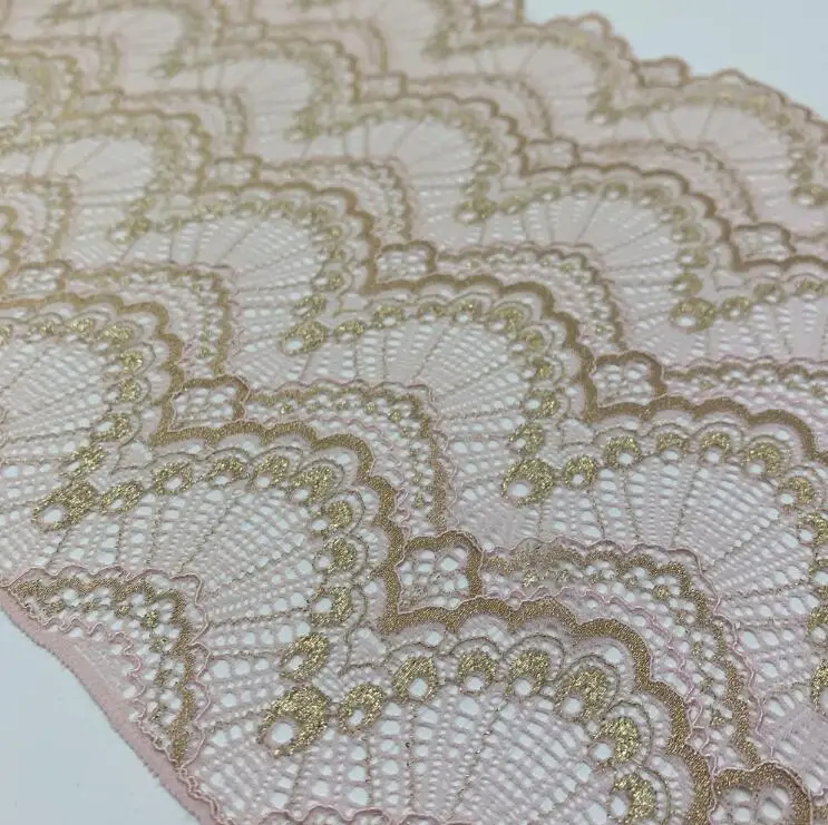 Pale Pink Gold 3 года/партия, ширина 22,50 см, эластичная кружевная отделка, блестящая юбка, подол для одежды, аксессуары, платье, вышитый аппликационный костюм, фольга La - Цвет: Pale Pink Gold