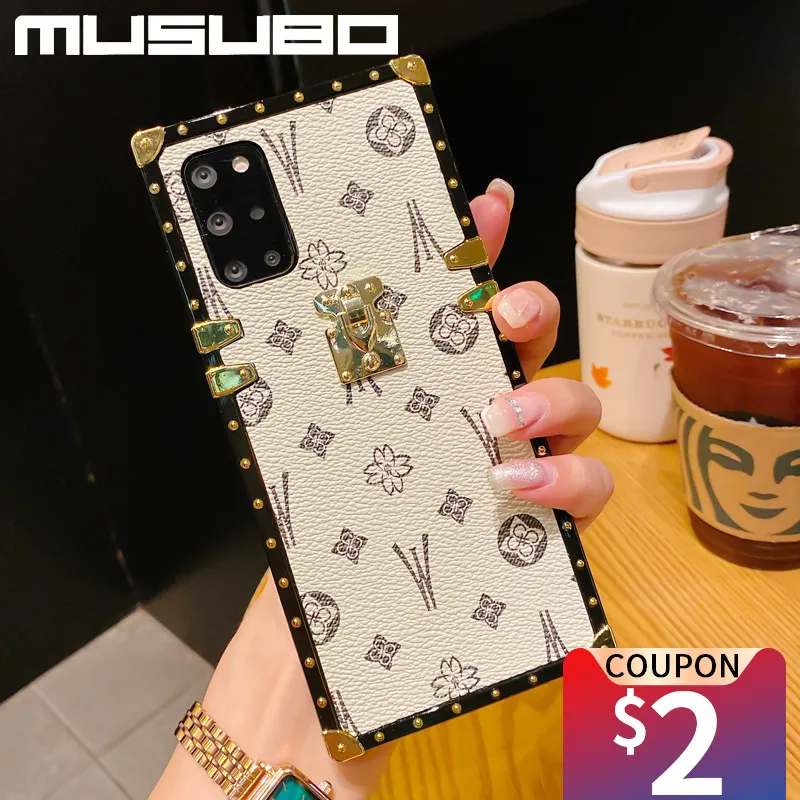 musubo luxury square genuine leather case for samsung note 20 case s21 s20 a71 5g s22 note 9 fashion vintage lattice phone cover free global shipping